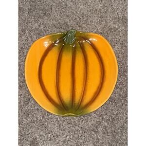 OLFAIRE Pumpkin Serving Plate  Ceramic 12"  Thanksgiving Autumn HTF
